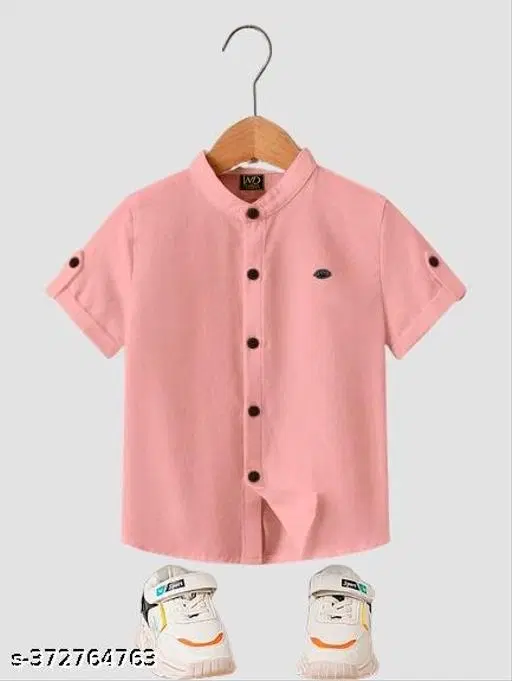 Solid Short Sleeve Shirt for Boys (Orange, 10-11 Years)
