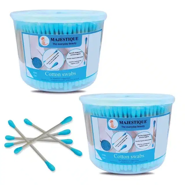 Majestique Cotton Swabs 1000 Count Double Round Thick, Combo of 2, B-24