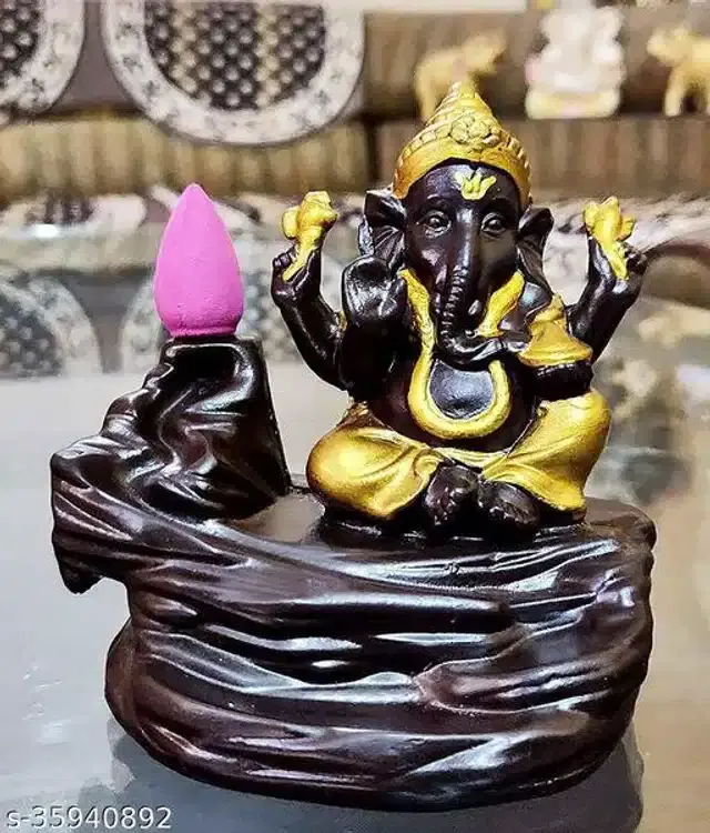 Poly Resin Ganesh Ji Idol, Black