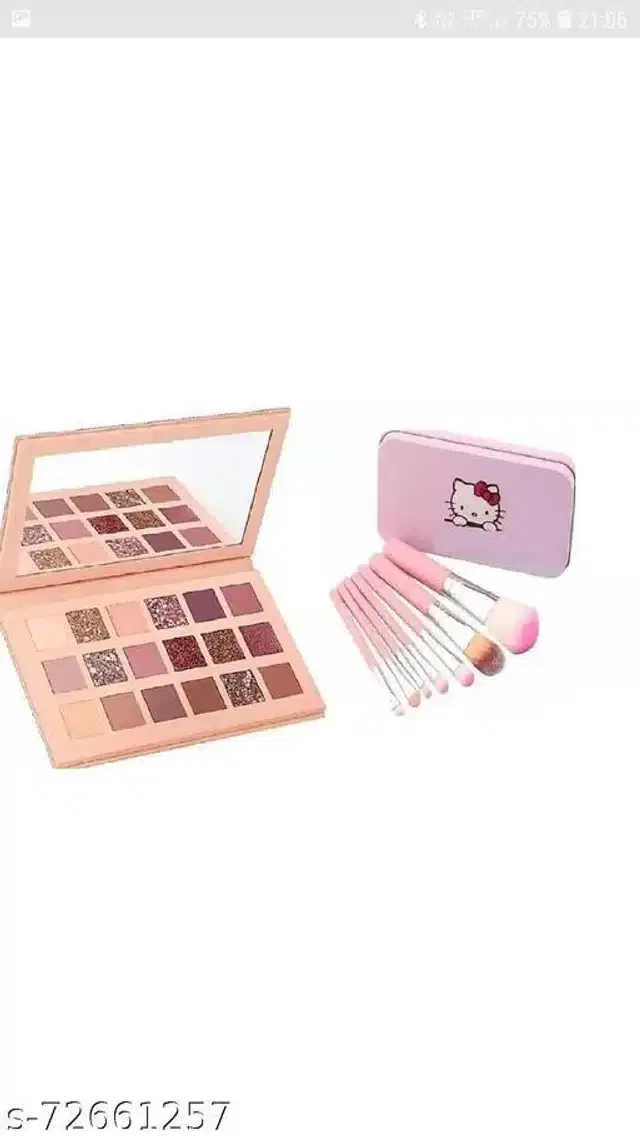 Eye Shadow Palette with 7 Pcs Makeup Brushes, Multicolor, Set of 2