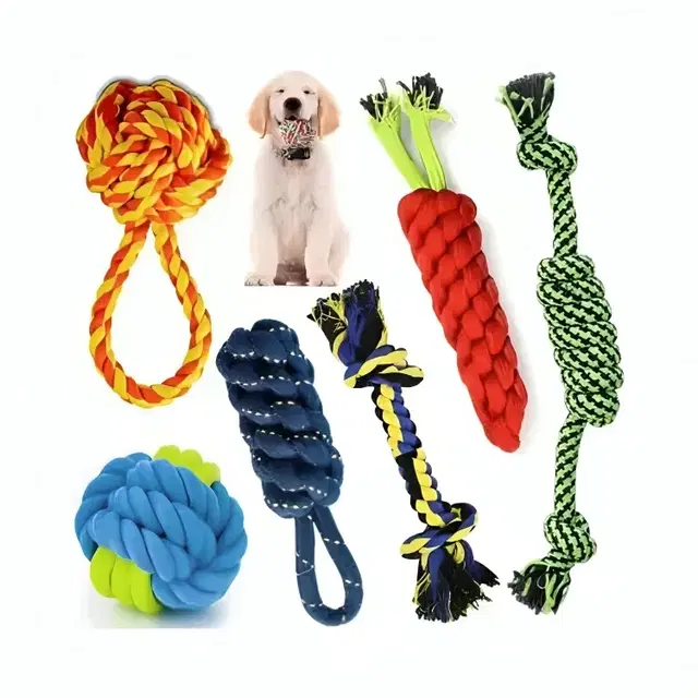 Rop Toys combo for Puppies & Medium Dogs Toys (Color May Vary, Pack of 6)