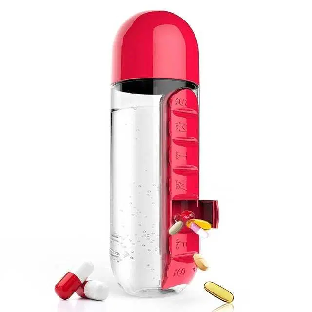 Sterling Bazaar Plastic Water Bottle With Medicine Holder 2 In 1, St-058