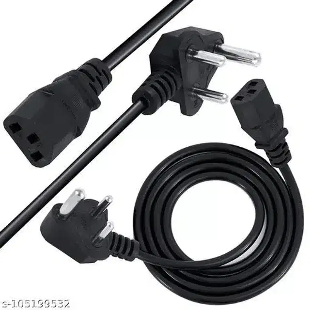 3 Pin Desktop Power Cord Cable, Black, 1.5 m
