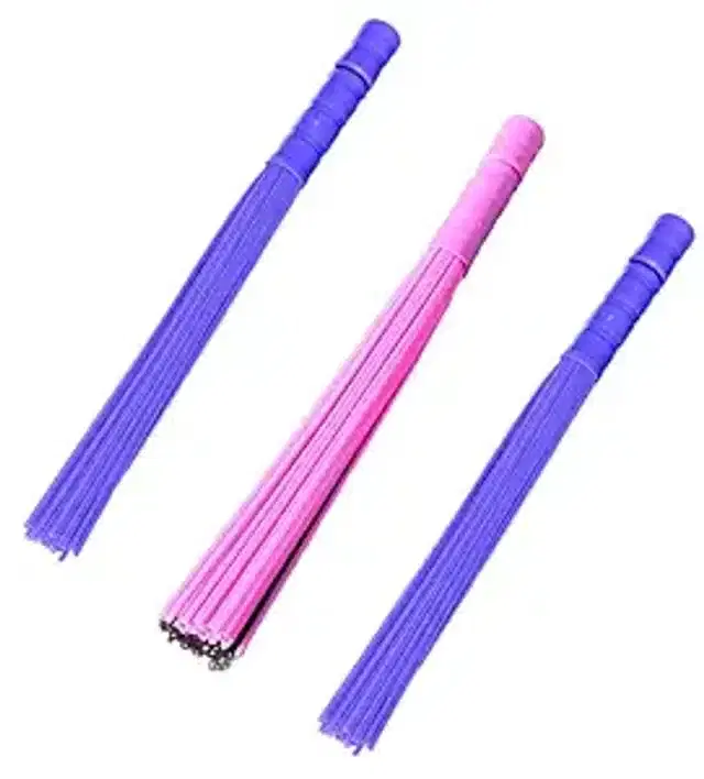 Plastic Sticks Brooms for Bathroom, Multicolor, Pack of 3