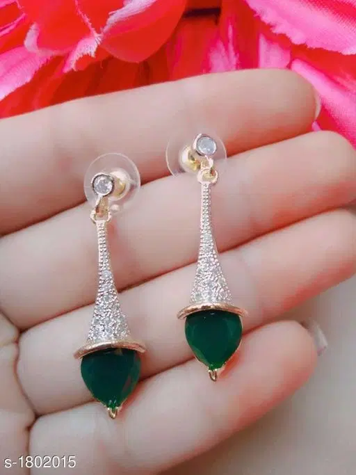 Brass Earring for Women (Blue, Free Size)