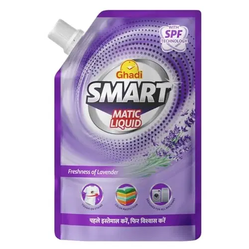 Ghadi Smart Matic Liquid Detergent Lavender Fragrance 900 ml (Pouch)