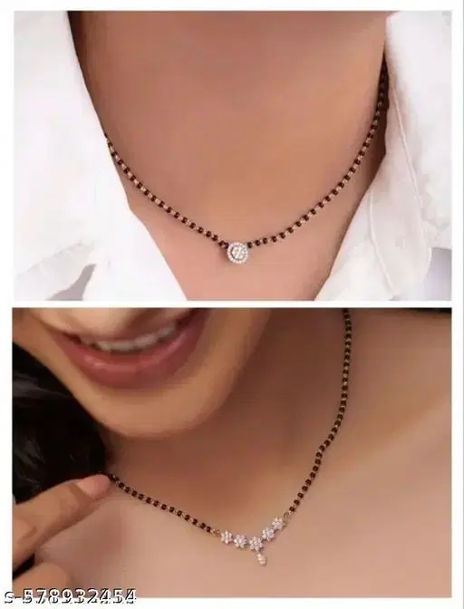 White Single Strand Mangalsutra for Women (Free Size)