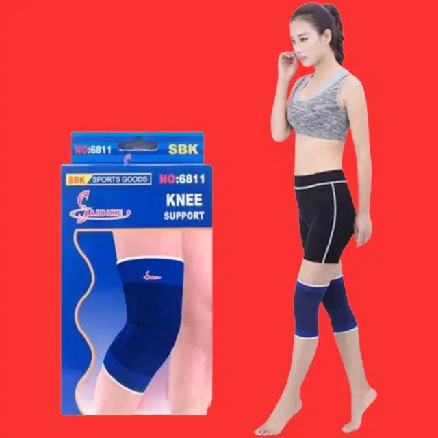 Polyester Solid Knee Sleeves for Women, Blue, Set of 1