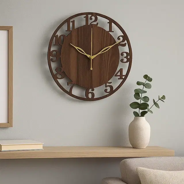Khatu Crafts Plastic Wall Clock, Brown, 25x25 cm