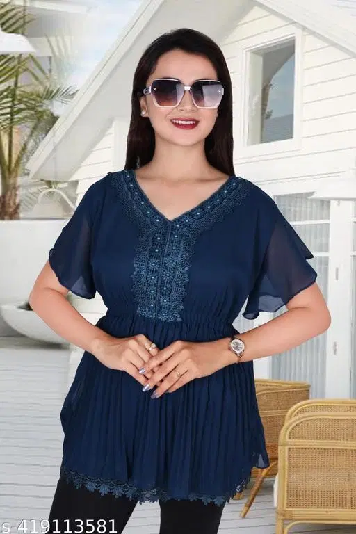 Short Western Dress for Women (Navy Blue, XS)