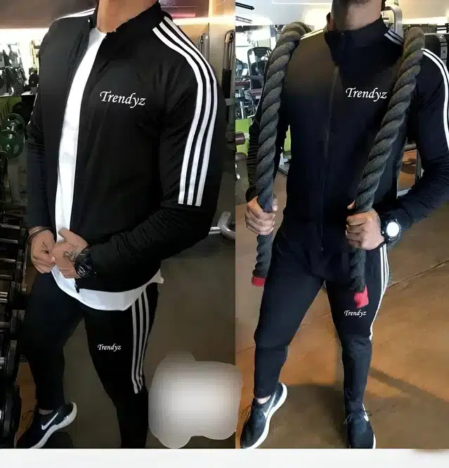Full Sleeves Track Suit for Men (Black & White, L)