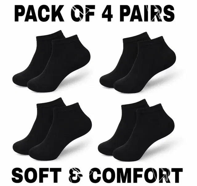 Polyblend Socks for Men, Multicolour, Pack of 4 (Free Size)