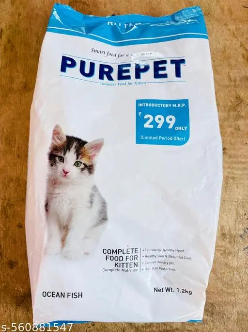 Purepet Kitten Ocean Fish 1.2kg __100% Nutritional Food For all Breeds.