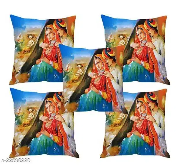 Cushion Cover for Home, Multicolor, 16x16 inches, Pack of 5