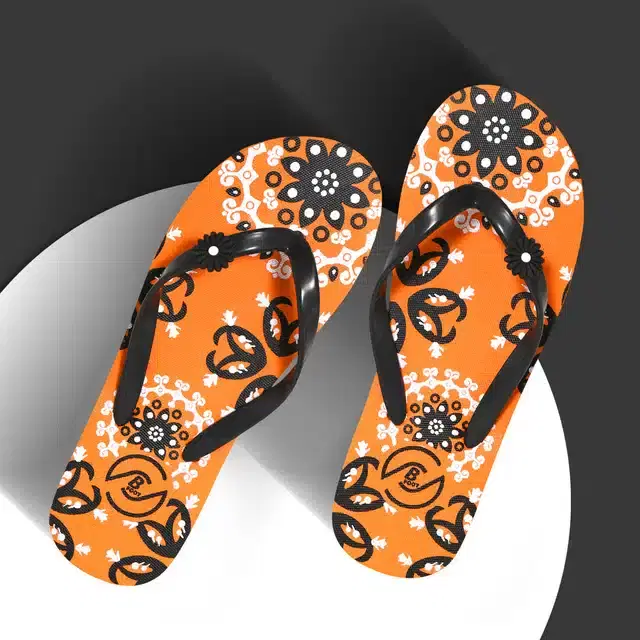 Flip Flops for Women (Orange, 7)