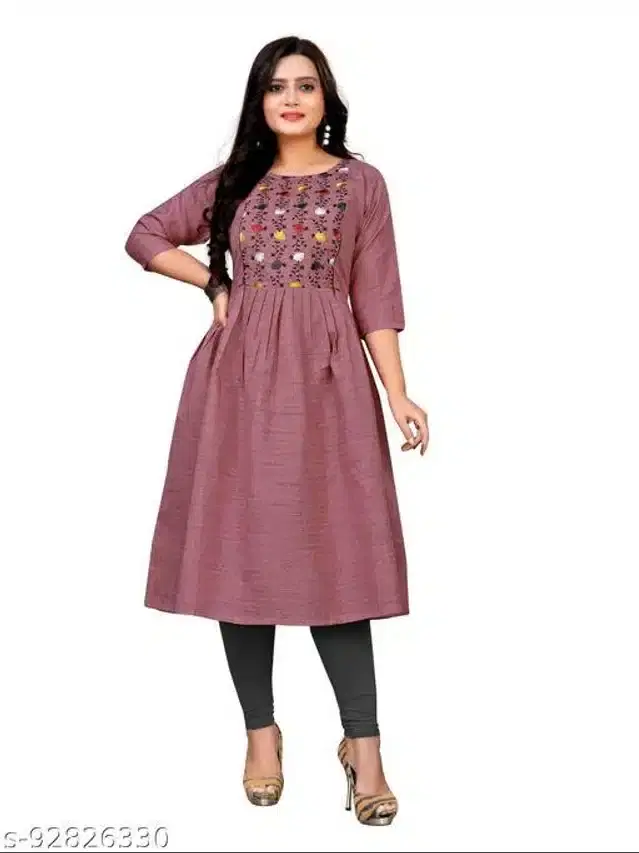 Cotton Embroidered Women Feeding Kurti for Women (Purple, M)