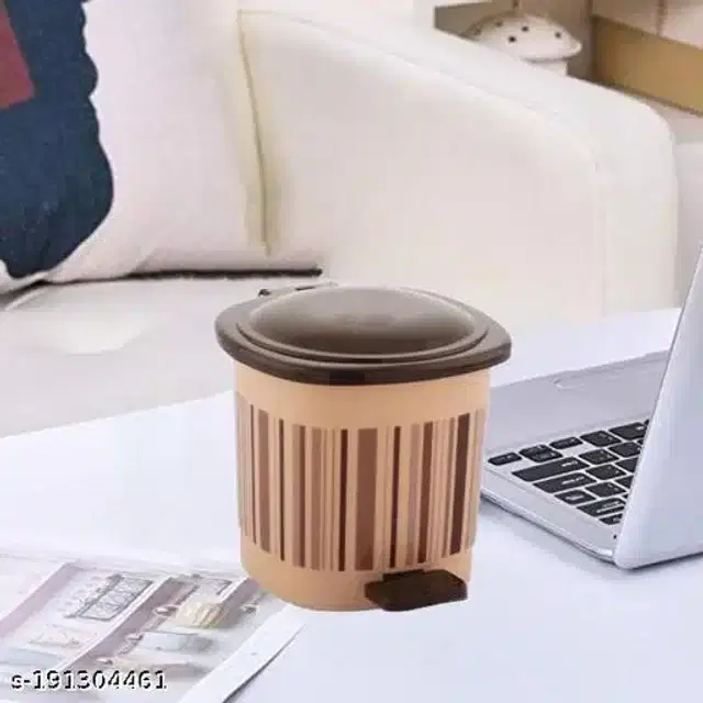Dustbin with Lid for Home, Brown, 1 L