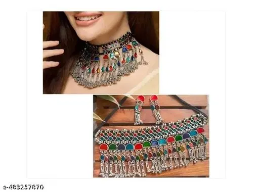 stylish multicolor oxidized jewellery set