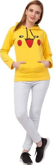 Fancy Cotton Full Sleeves Hoodie For Women (Yellow, S) (R-17)
