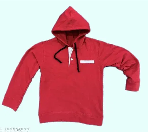 Cotton Blend Printed Hoodie for Girls (Red, 3-4 Years)