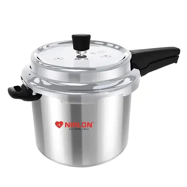 Nirlon Stainless Steel Outer Lid Pressure Cooker, Silver & Black, 3 L