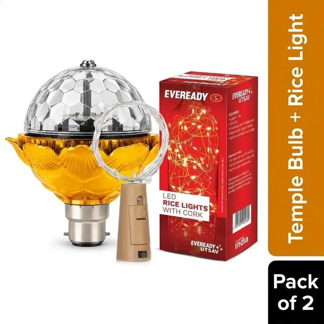 Red Temple Bulb + Eveready Utsav 2 Meter 20 Led (Combo Pack of 2)