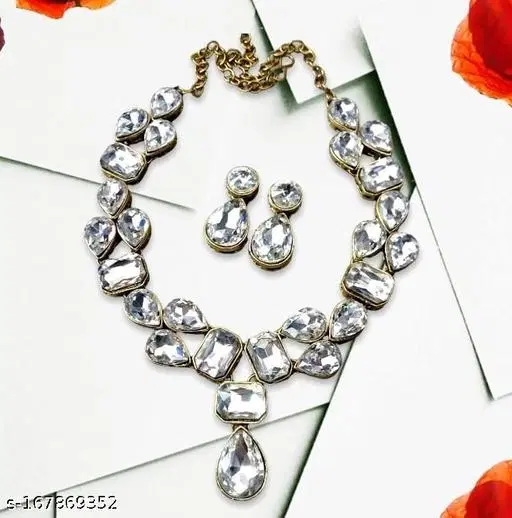 Alloy Jewellery Set for Women & Girls, White