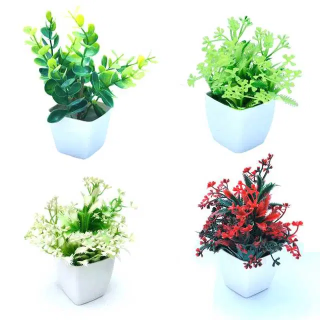 Duli Natural Looking Artificial Flower Pot For Home Decoration, Multicolor, Pack Of 4, D-32