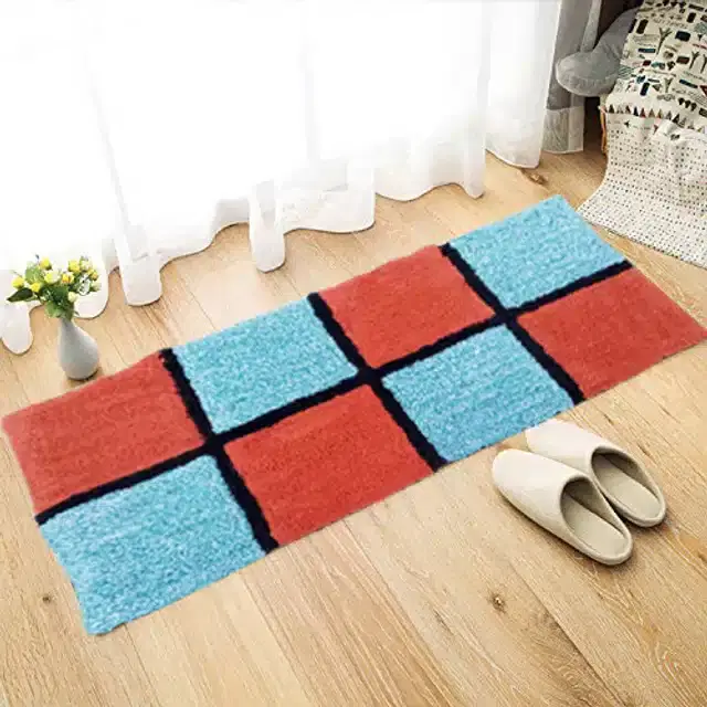 Abstract Bedside Runner with Antiskid Back, 20"x48", Orange