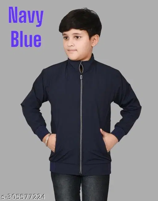 Polyester Jacket for Boys (Navy Blue, 5-6 Years)