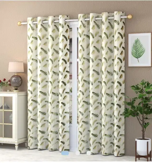 Door Curtains, Pack of 2, Green, 4x7 feet