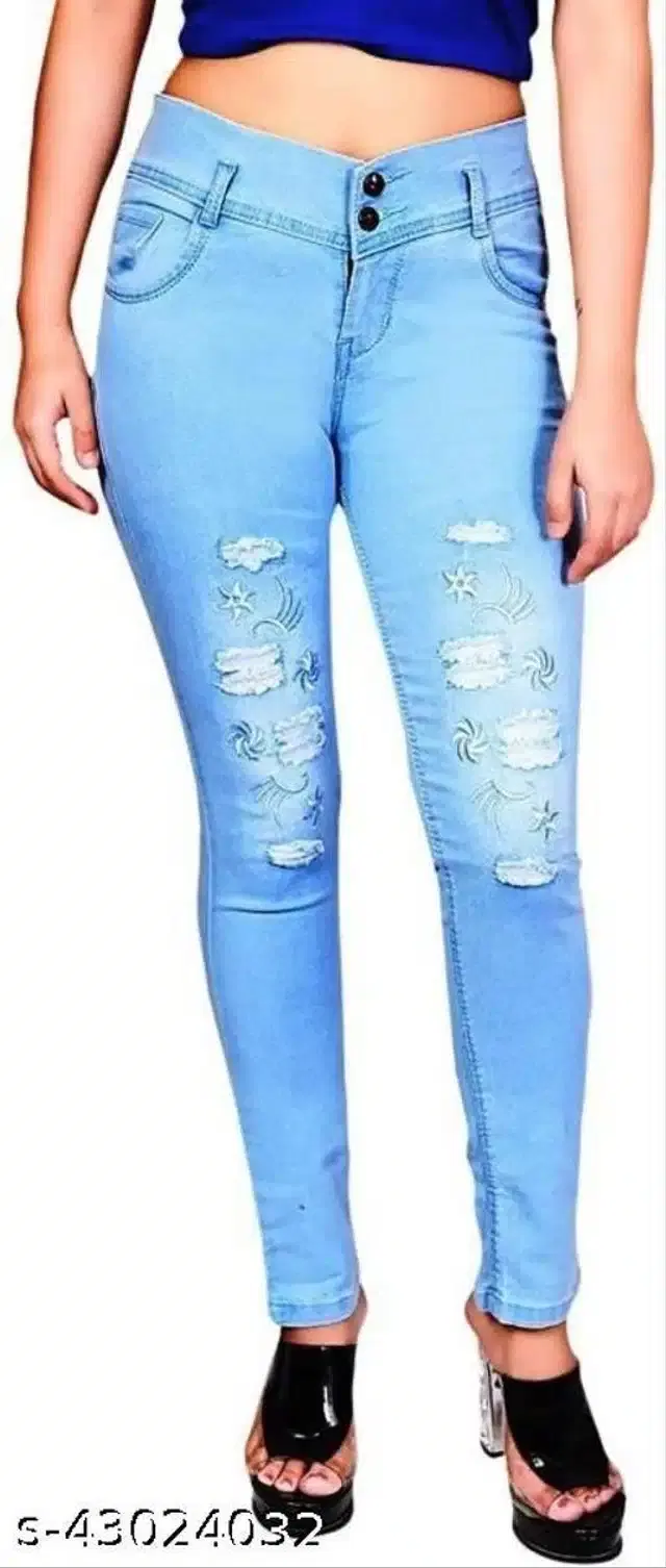 Denim Jeans for Girls (Blue, 8-9 Years)