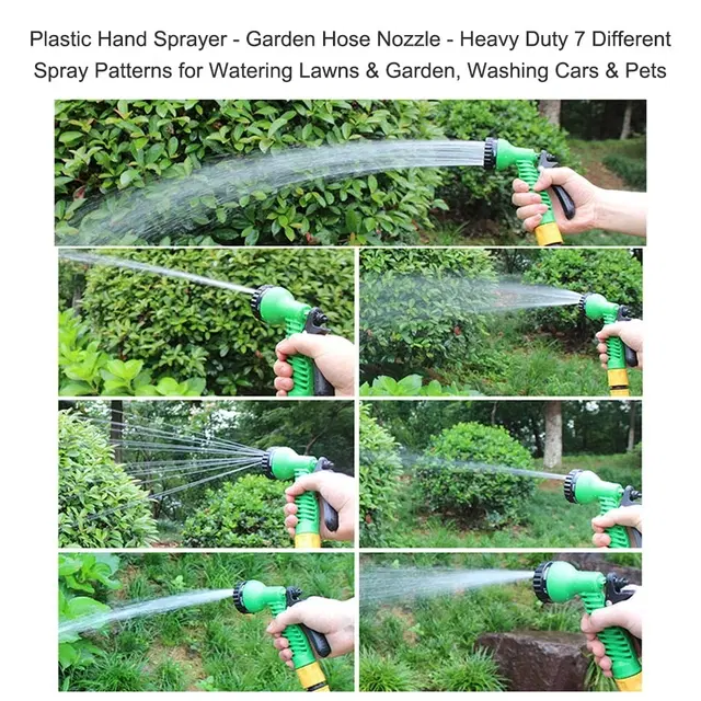 7 in 1 Heavy Duty Garden Hose Nozzle Water Spray Gun, Green