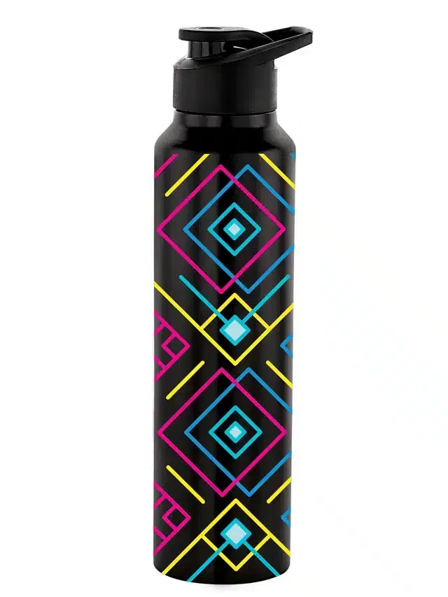 Stainless Steel Insulated Single Wall Water Bottle, Black, 1000 ml