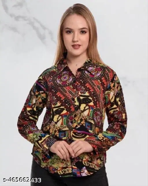 Girl Vision Print Shirts for Women (Multicolor, XS)