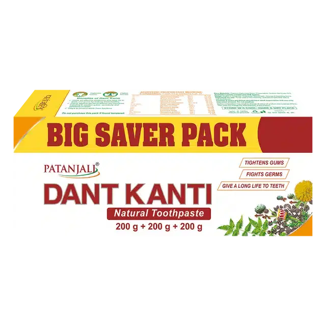 Patanjali Dant Kanti Natural Toothpaste 3X200 g (Big Saver Pack)