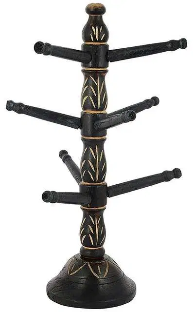 Wooden Bangle Stand Wooden 9 Tier Bar Bracelet Jewelry Holder, Black, D-50