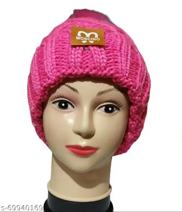 Woolen Cap for Women (Pink)