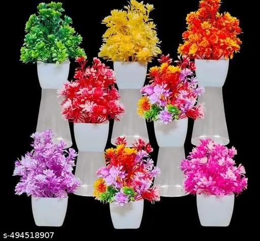 Plastic Artificial Flowers, Multioclor, Pack of 8