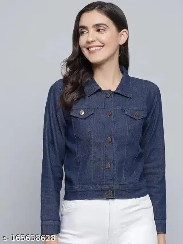 Full Sleeves Jacket for Girls (Navy Blue, 14-15 Years)