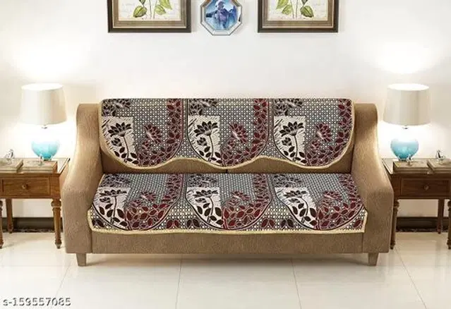 Polycotton 3 Seater Sofa Covers, Black & Red, Set of 1