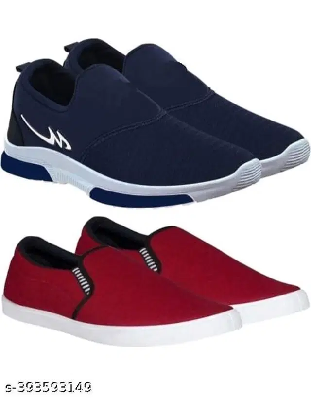 Loafers for Men, Pack of 2 (Navy Blue &Maroon, 8)