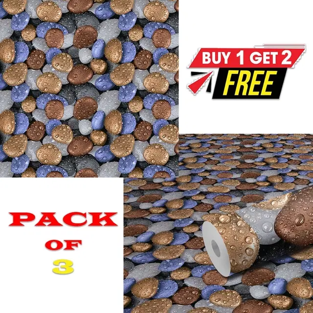 Vinyl Wallpaper for Kitchen Wall, Multicolor, 100x40 cm, Pack of 3