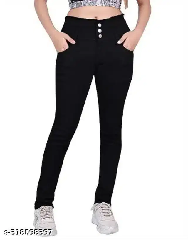 Denim Jeans for Girls (Black, 8-9 Years)