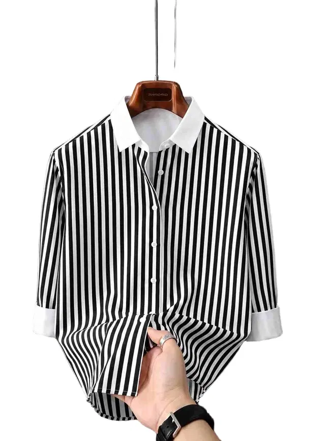 Printed Casual Shirts for Men (Black, S)