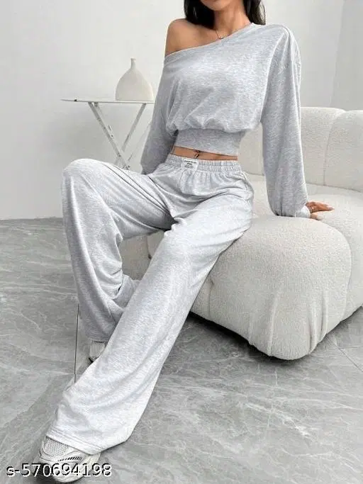 Cotton Blend Solid Trousers for Men, Grey (S)