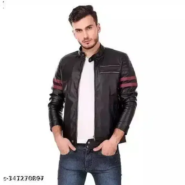 Synthetic Jacket for Men (Black, XL)