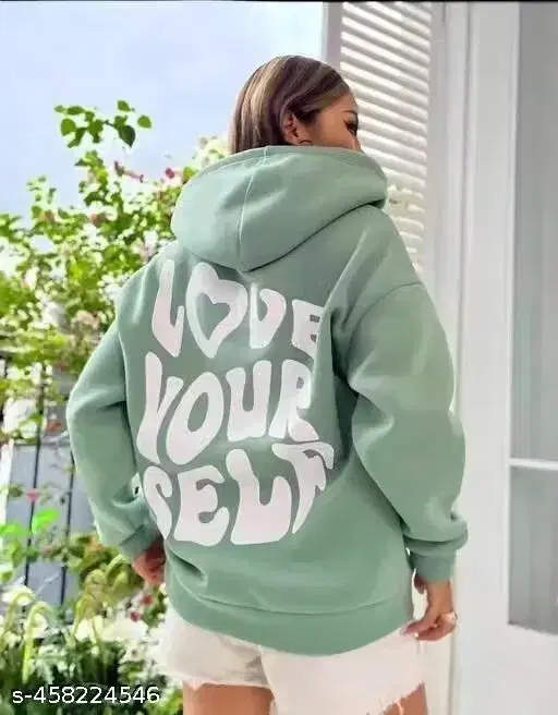 Fleece Hoodie for Women (Green, M)