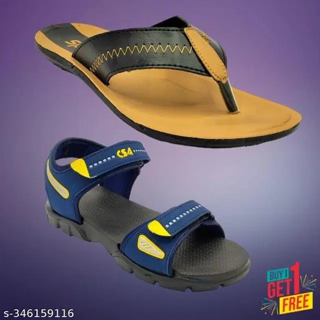 Sandal with Flipflop for Men, Pack of 2 (Multicolor, 6)