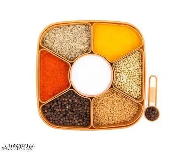 5 Compartments Spice Storage Box, Brown